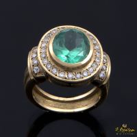 ANILLOS / SORTIJAS<BR>SORTIJA EN ORO AMARILLO CON ESMERALDA....