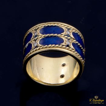 ANILLOS / SORTIJAS<BR>SORTIJA ORO AMARILLO Y ESMALTE BRAZO A... · ref.: (AEM)