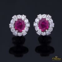 PENDIENTES<BR>PENDIENTES ORO BLANCO RUBÍES Y ORLA DE...
