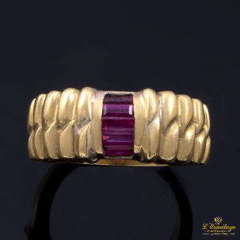 ANILLOS / SORTIJAS<BR>SORTIJA ORO AMARILLO Y RUBÍES · ref.: 