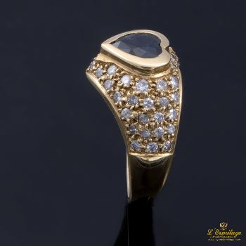 ANILLOS / SORTIJAS<BR>SORTIJA ORO AMARILLO ZAFIRO Y DIAMANTE... · ref.: 