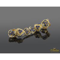 Pulsera antigua articulada oro amarillo lapislázuli