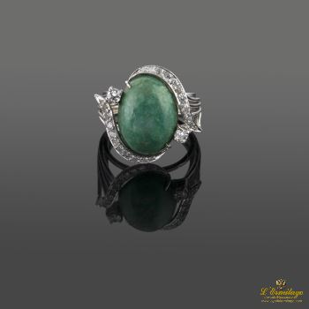 ANILLOS / SORTIJAS<BR>SORTIJA ORO BLANCO JADE Y DIAMANTES · ref.: 