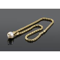 Cordón oro amarillo y perla. 40 Cm largo.