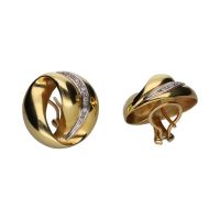 Pendientes circulares en oro amarillo y brillantes.