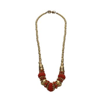 COLLARES<BR>COLLAR EN ORO AMARILLO Y CORAL. · ref.: (NAMX)