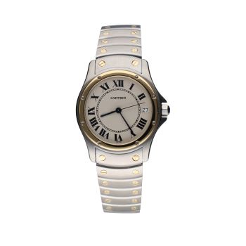 CARTIER<BR>SANTOS RONDE ACERO Y ORO 33MM. · ref.: 1910