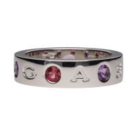 Sortija bulgari roma sorbets en oro blanco y amatistas. Talla 50.