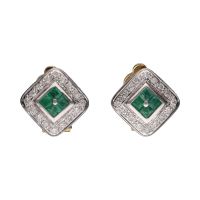 PENDIENTES<BR>PENDIENTES EN ORO BLANCO CON ESMERALDA...