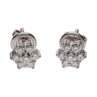 PENDIENTES<BR>PENDIENTES EN ORO BLANCO CON ROSETA DE...