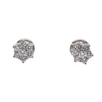Pendientes en oro blanco con roseta de brillantes.