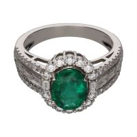 ANILLOS / SORTIJAS<BR>SORTIJA EN ORO BLANCO CON ESMERALDA CE...