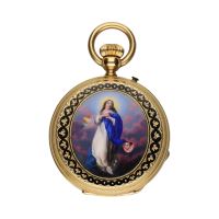 Reloj de bolsillo saboneta en oro amarillo y esmalte.   