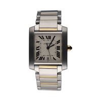 CARTIER<BR>TANK FRANCES ACERO Y ORO 28MM.