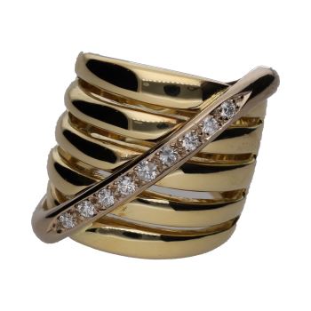 ANILLOS / SORTIJAS<BR>SORTIJA ANCHA EN ORO AMARILLO CON BRIL... · ref.: (ICL)