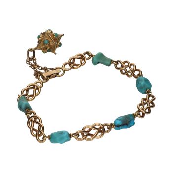 PULSERAS<BR>PULSERA EN ORO AMARILLO CON TURQUESAS.... · ref.: (IMX)