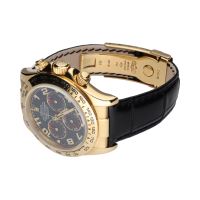 Daytona oro amarillo cuero esfera azul.   