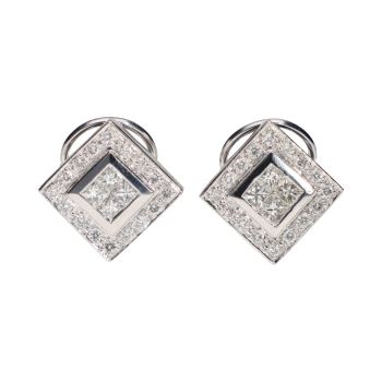 PENDIENTES<BR>PENDIENTES CUADRADOS EN ORO BLANCO CON... · ref.: (CXM)