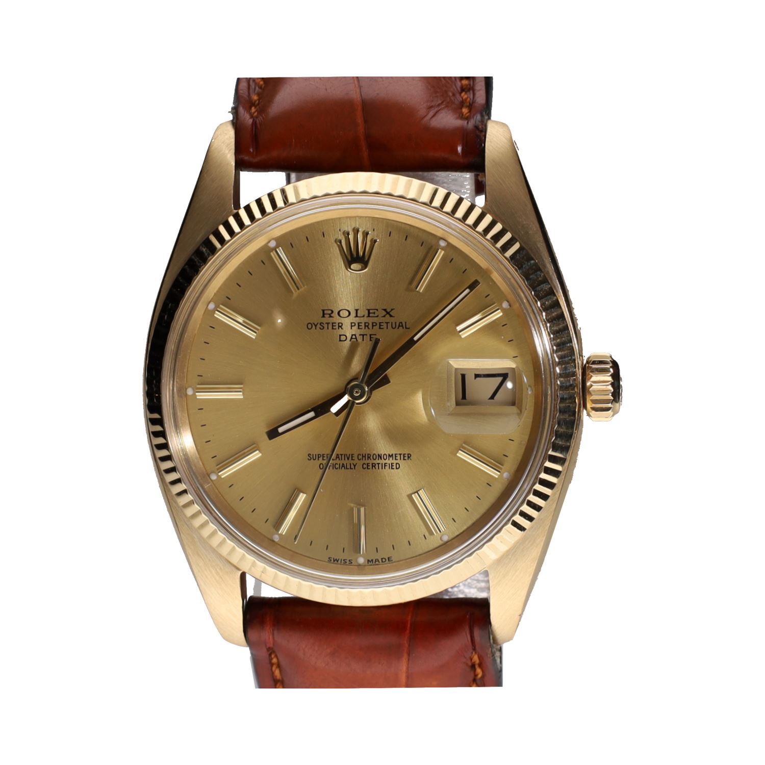 Oyster perpetual date oro amarillo cuero 34mm.