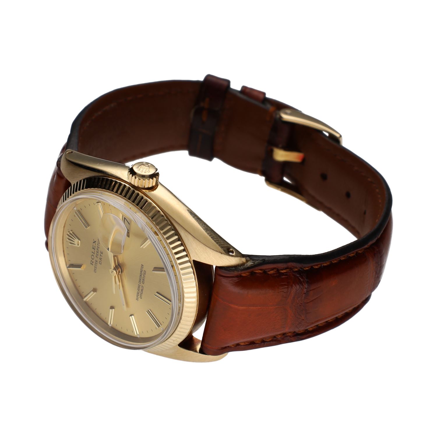 Oyster perpetual date oro amarillo cuero 34mm.