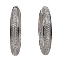 Pendientes argollas oro blanco brillantes.