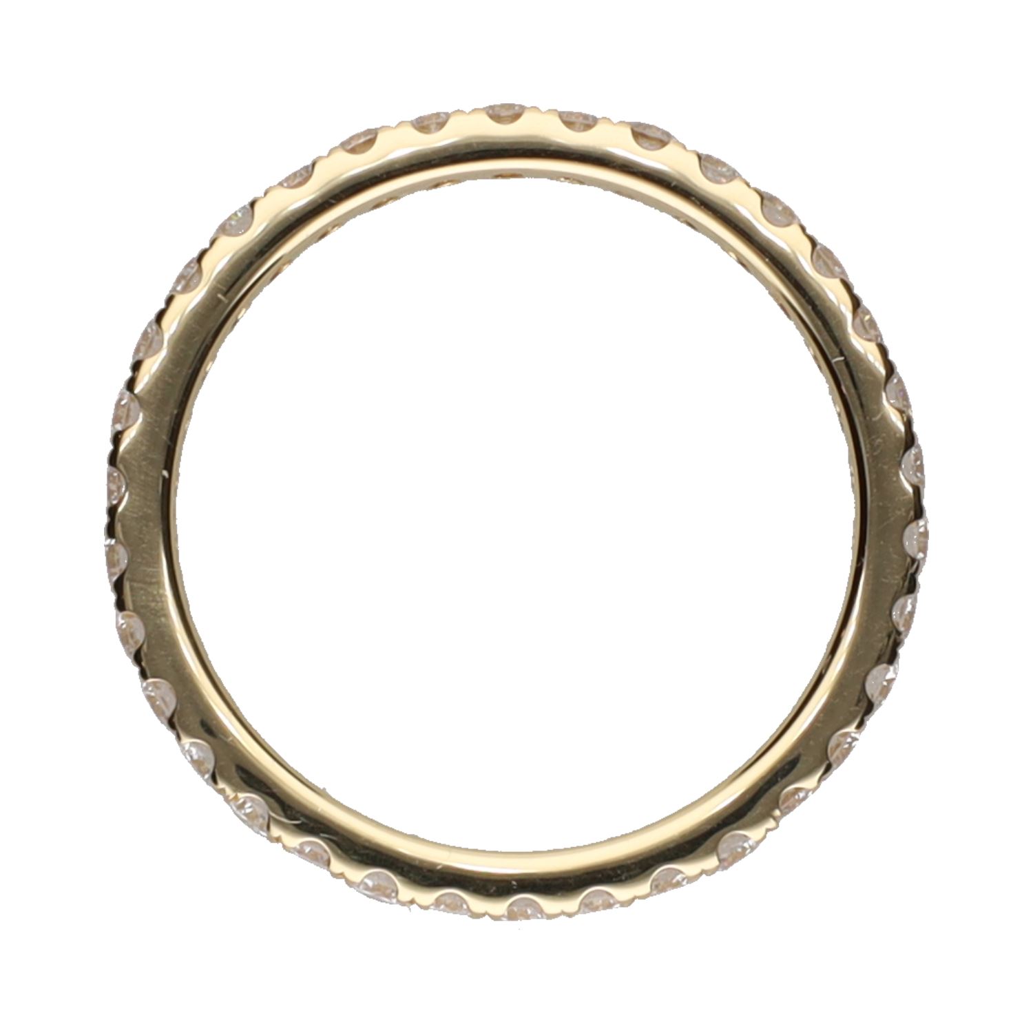 Sortija eternity en oro amarillo con brillantes. Talla 13.