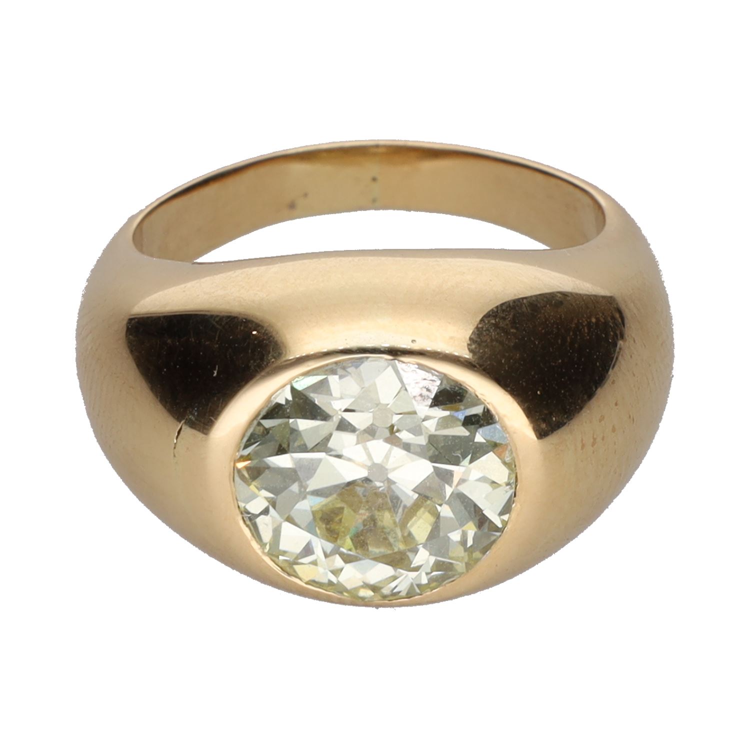 Sortija solitario en oro amarillo con un brillante. Talla 15.