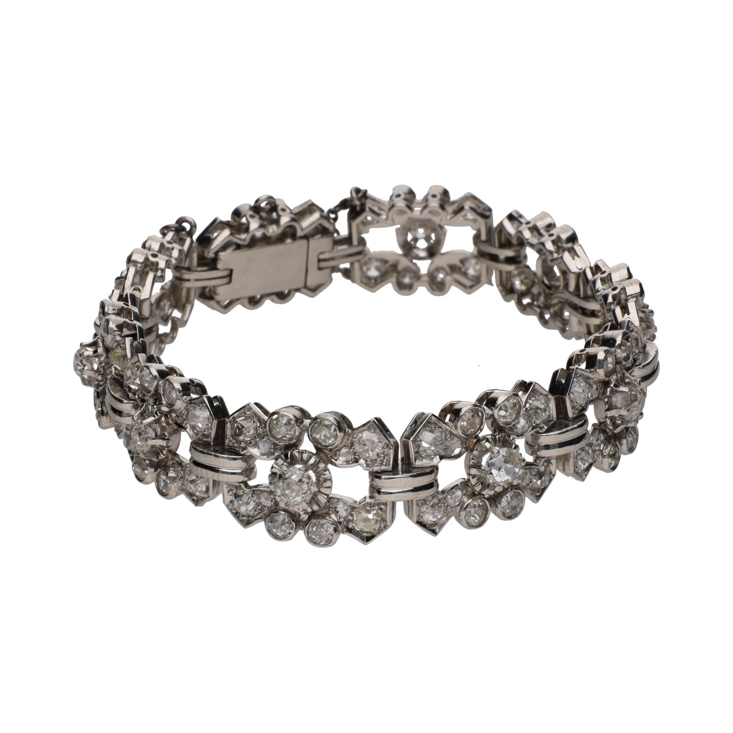 Pulsera antigua en platino con diamantes.