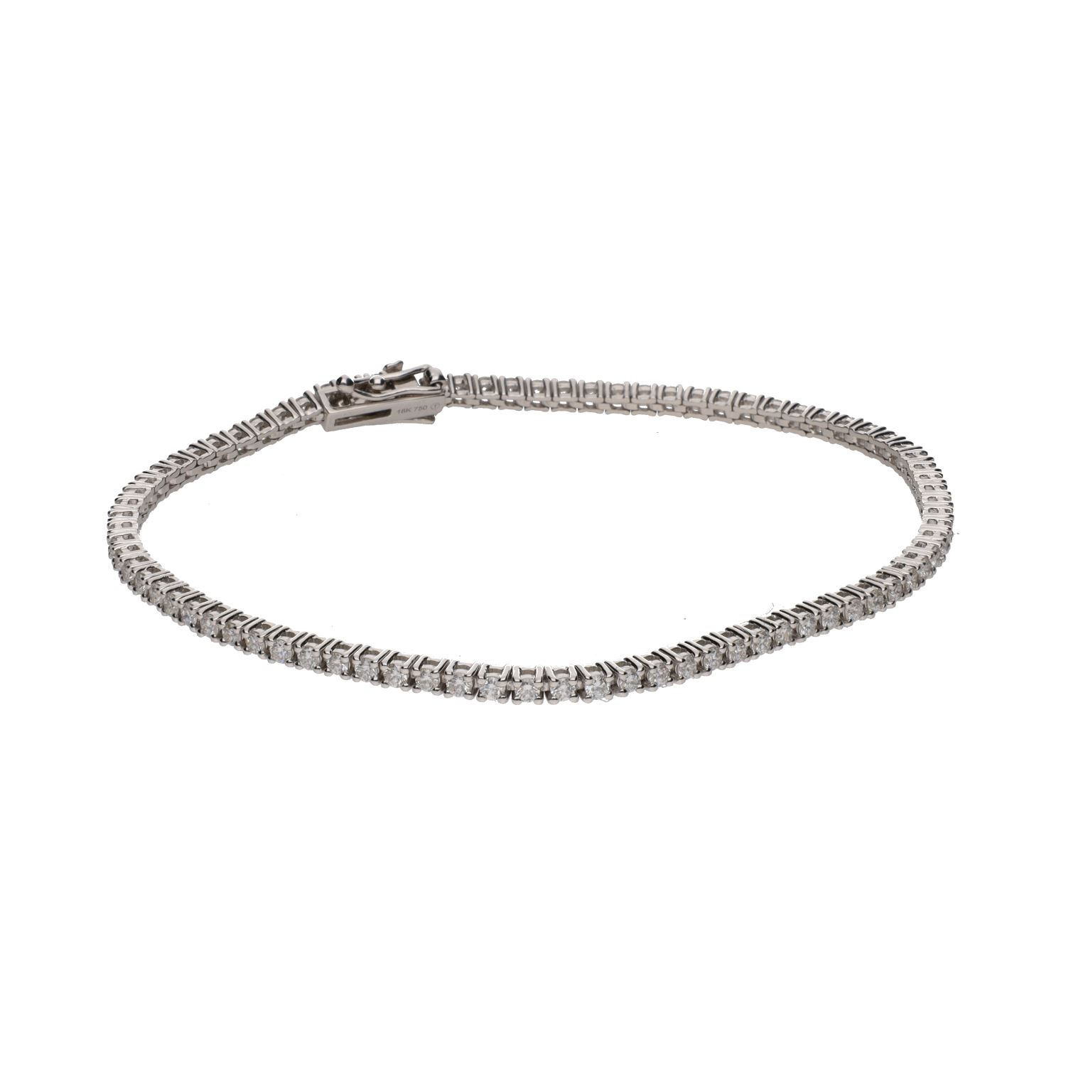 Pulsera riviere en oro blanco con brillantes.