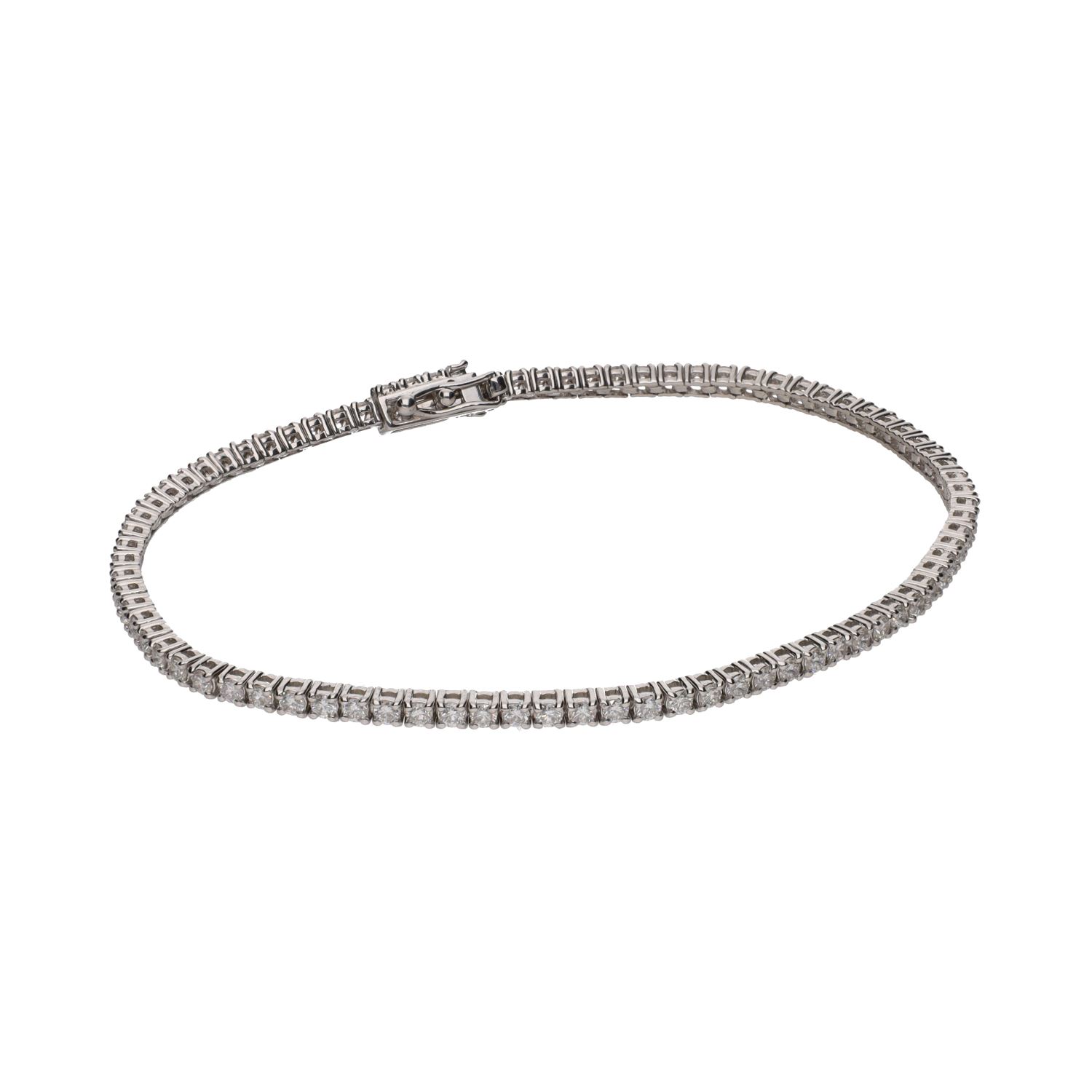Pulsera riviere en oro blanco con brillantes.
