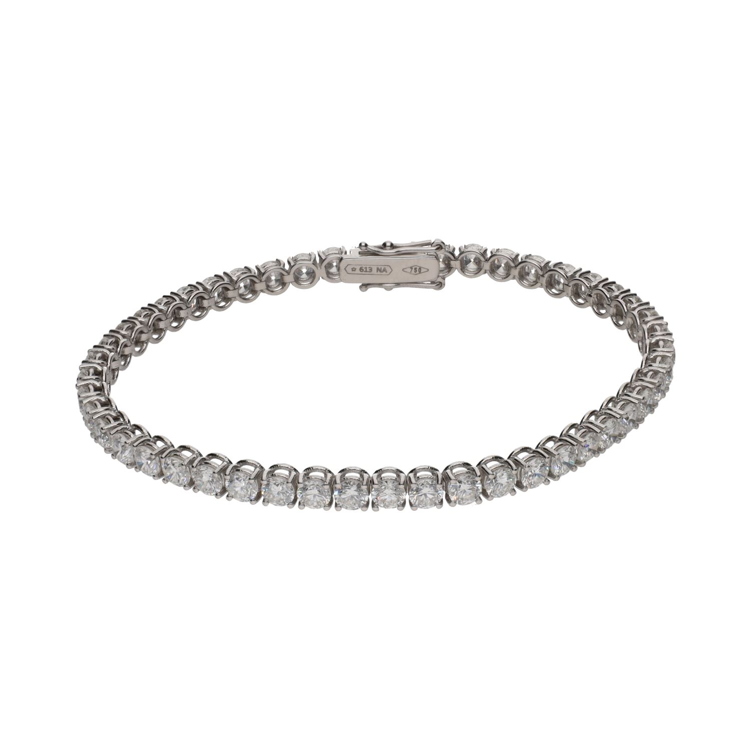Pulsera riviere en oro blanco con brillantes.