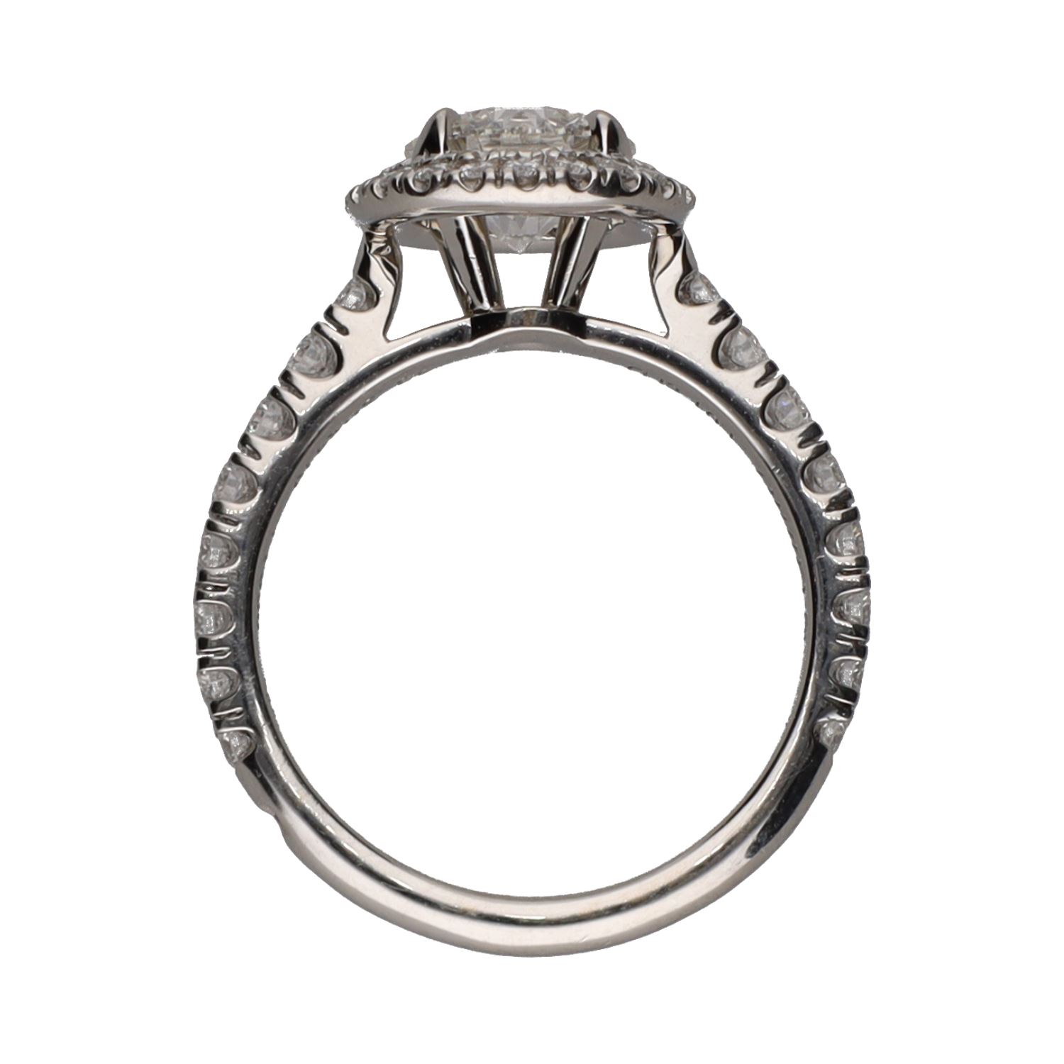 Sortija solitario de cartier en platino con brillantes. Talla 48.