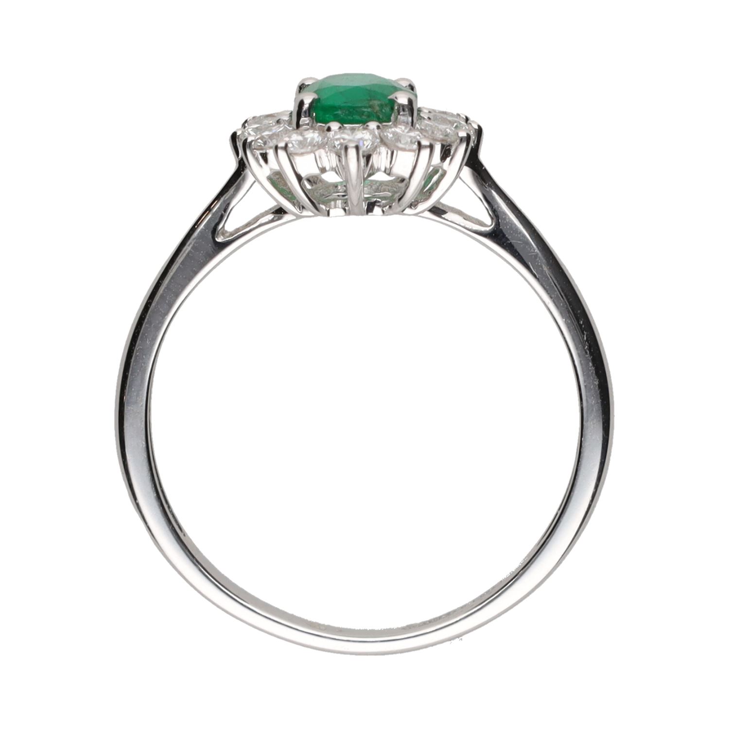 Sortija en oro blanco con esmeralda y brillantes. Talla 15.