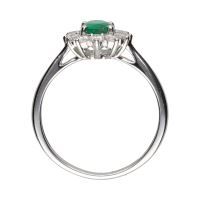 Sortija en oro blanco con esmeralda y brillantes. Talla 15.