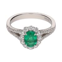 ANILLOS / SORTIJAS<BR>SORTIJA EN ORO BLANCO CON ESMERALDA Y ...