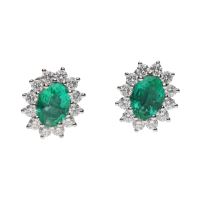 PENDIENTES<BR>PENDIENTES EN ORO BLANCO CON ESMERALDA...