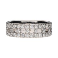 Sortija t true de tiffany & co. En oro blanco con brillantes. Talla 12.