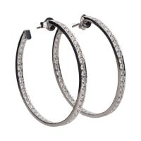 Pendientes argollas firmados por suarez en oro blanco con brillantes.