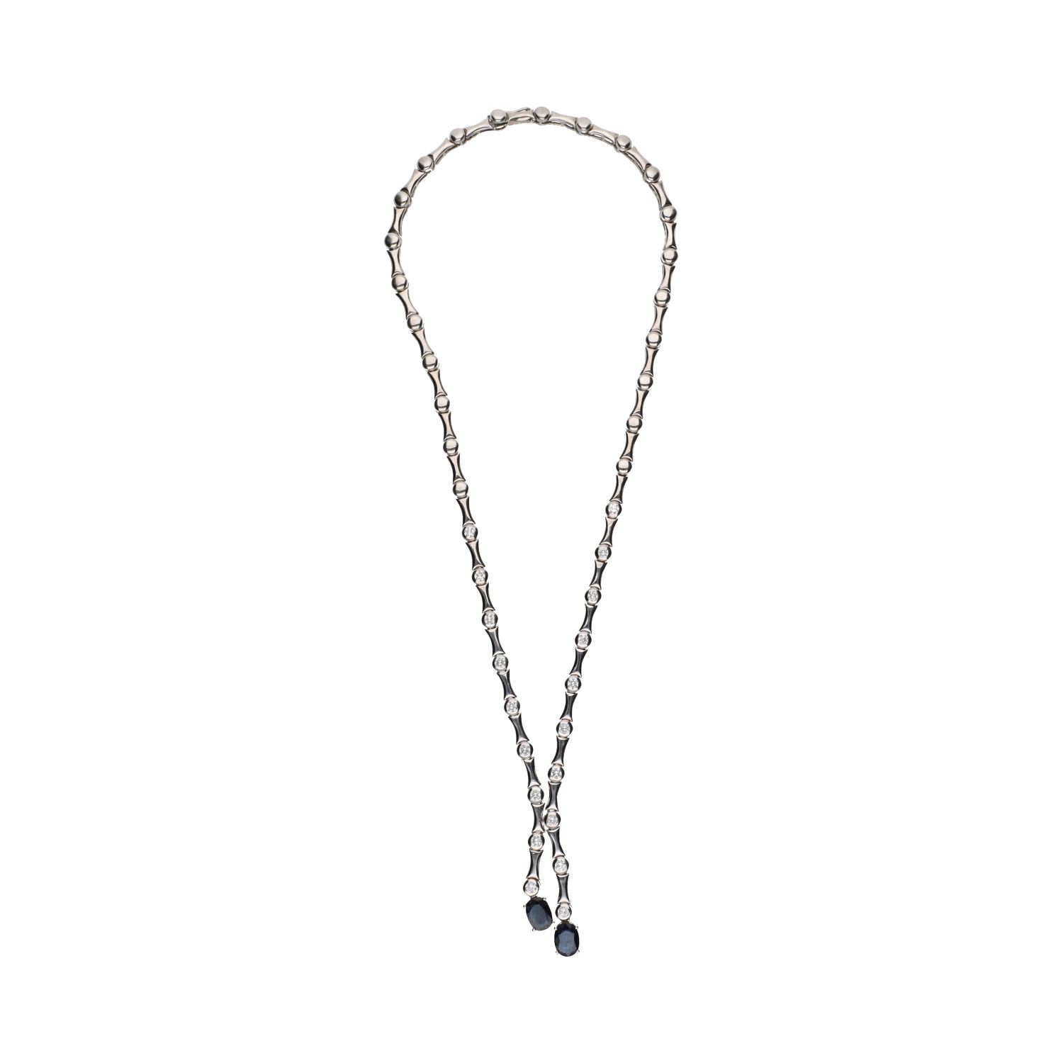 Collar en oro blanco con zafiros y brillantes.