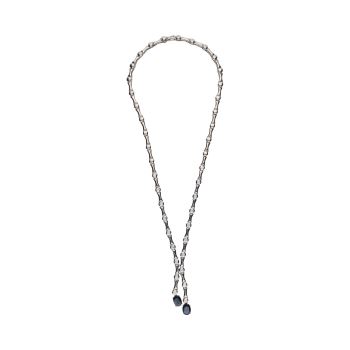 COLLARES<BR>COLLAR EN ORO BLANCO CON ZAFIROS Y BRI... · ref.: (NCSM)