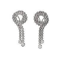 PENDIENTES<BR>PENDIENTES EN ORO BLANCO CON BRILLANTE...