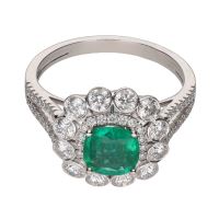 ANILLOS / SORTIJAS<BR>SORTIJA EN ORO BLANCO CON ESMERALDA Y ...