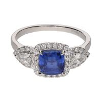 ANILLOS / SORTIJAS<BR>SORTIJA EN ORO BLANCO CON ZAFIRO Y BRI...