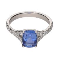 ANILLOS / SORTIJAS<BR>SORTIJA EN ORO BLANCO CON ZAFIRO Y BRI...