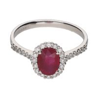 ANILLOS / SORTIJAS<BR>SORTIJA EN ORO BLANCO CON RUBÍ Y BRILL...