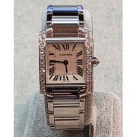CARTIER<BR>TANK FRANCES SEÑORA ORO BLANCO BRILLAN...