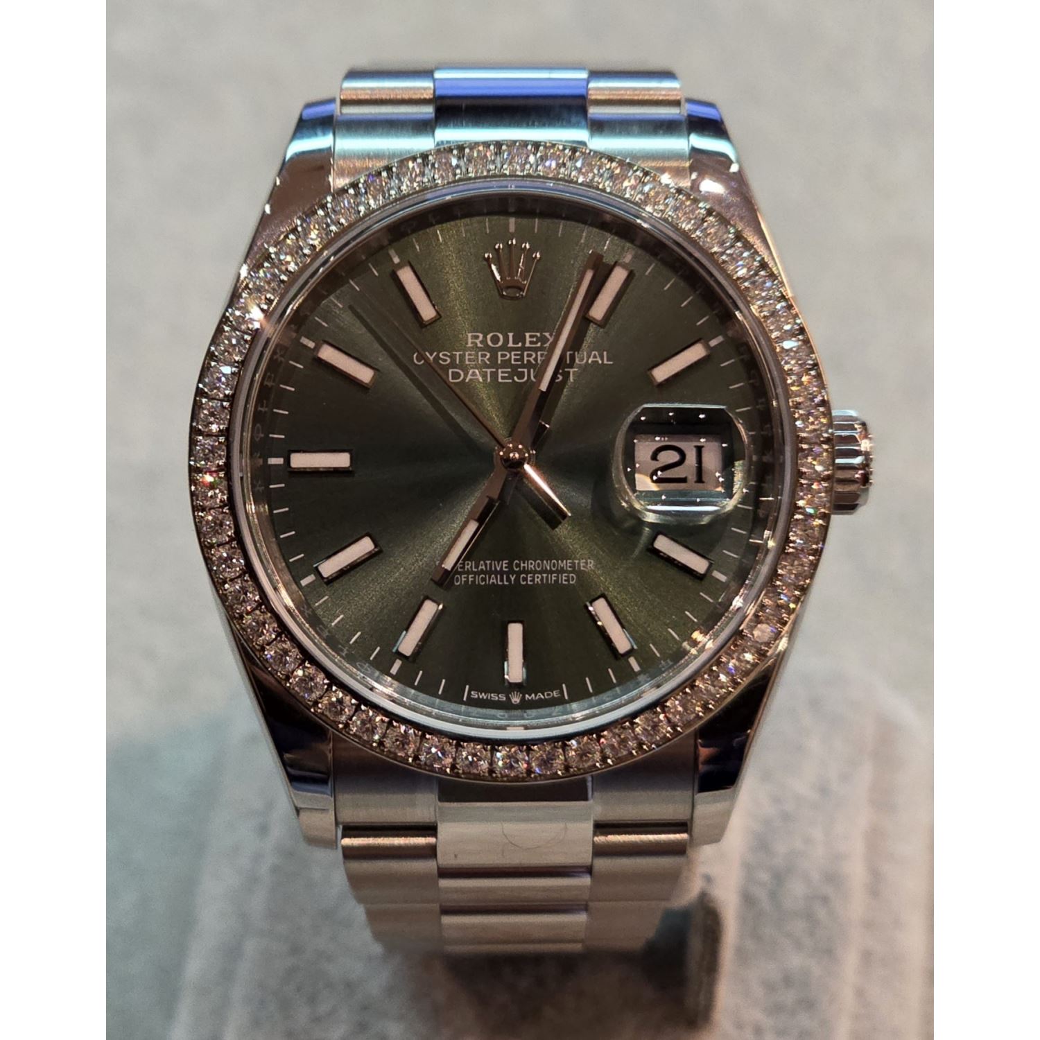 Datejust acero brillantes oyster esfera verde 36mm.  