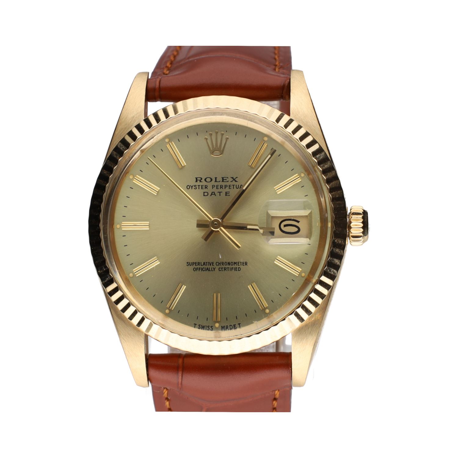 Oyster perpetual date plexi oro amarillo 34mm.   
