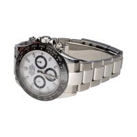 Daytona acero esfera blanca cerámico.  