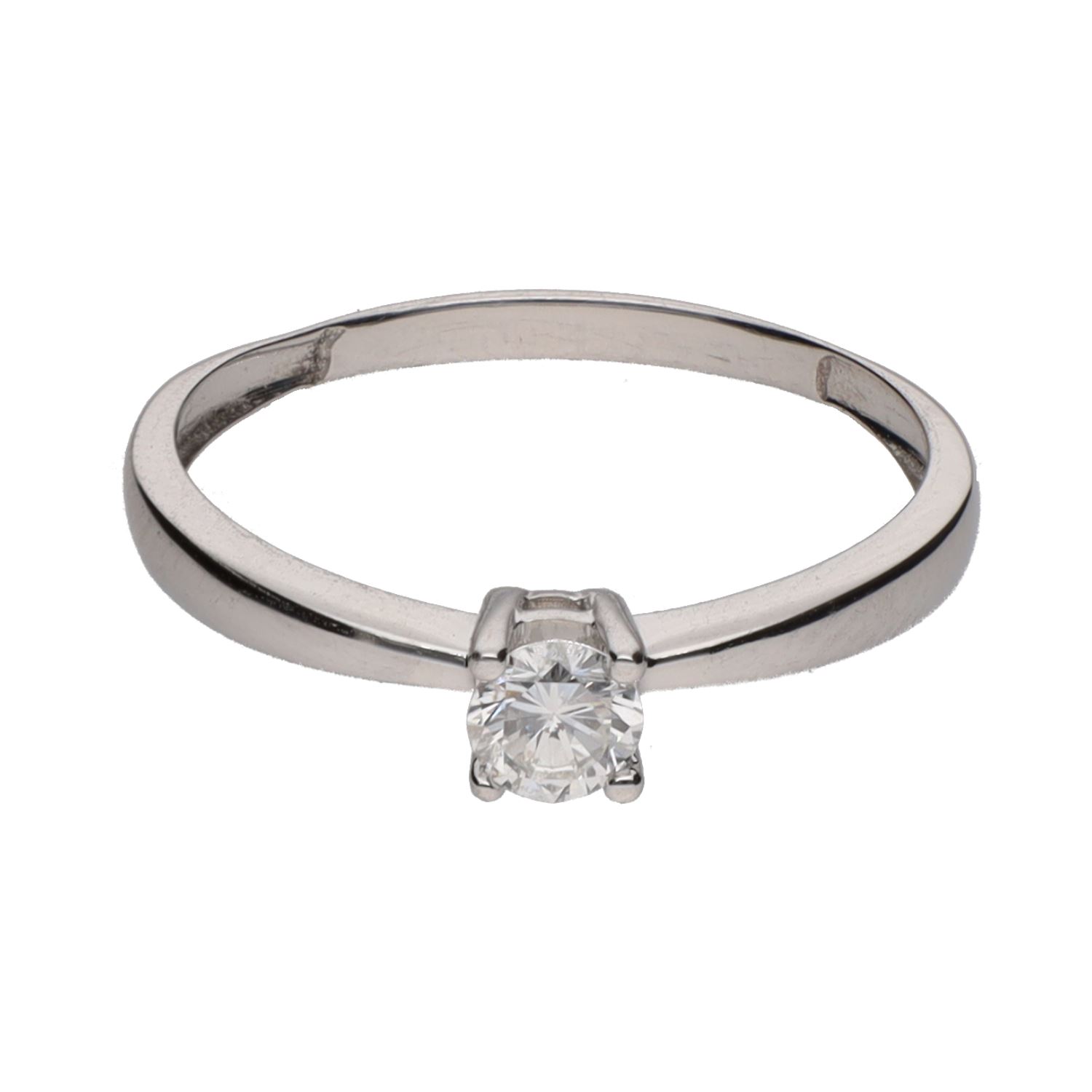Solitario en oro blanco con un brillante 0,20ct . Talla 12.